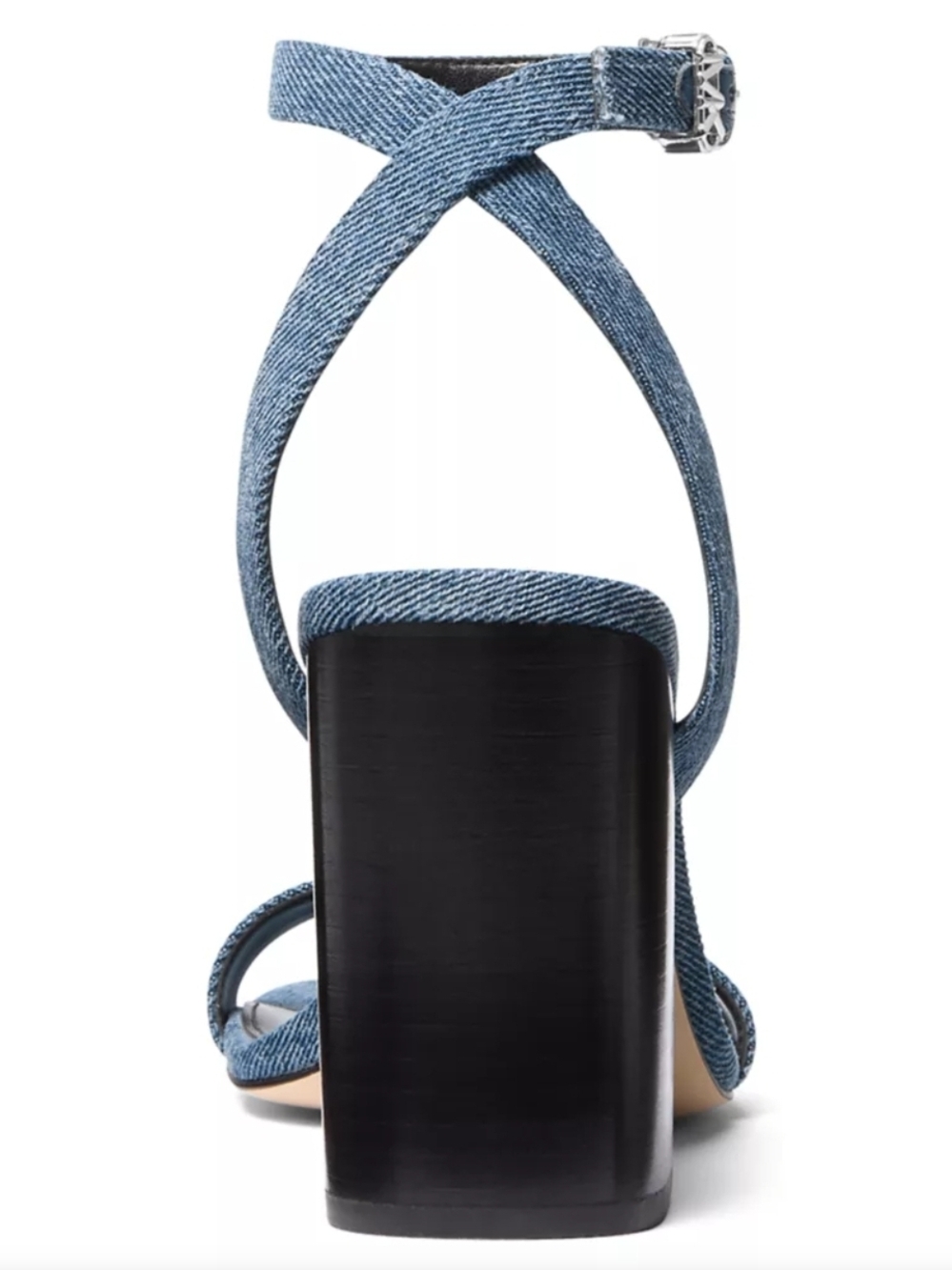 Michael Kors Denim Ankle-Strap Block Heel Sandal - Blue Size 8 - Picture 3 of 3